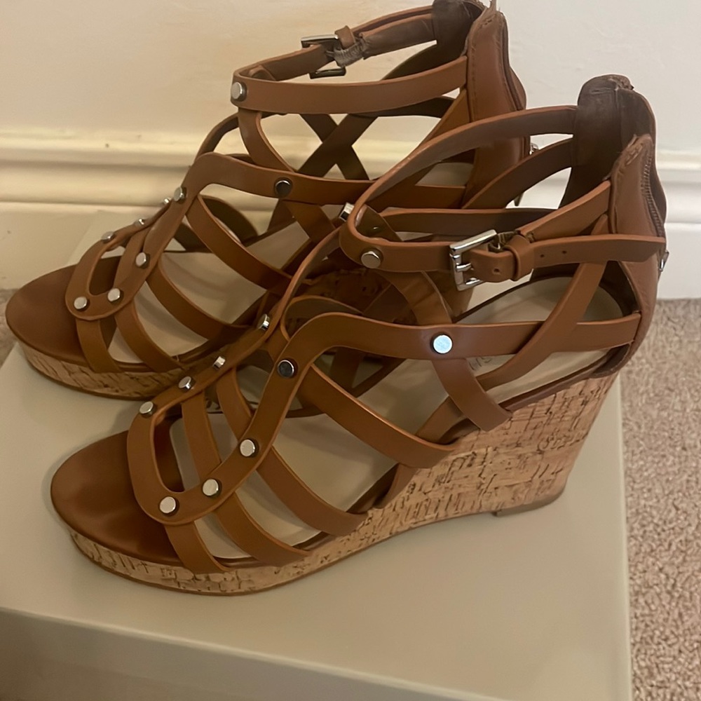 Brown Leather Marc Fisher Platform Sandals